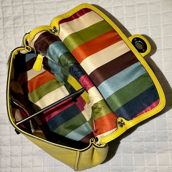 COACH 70th Anniversary Legacy Stripe Yellow Leather & Silver Willis19132 - Picture 9 of 16